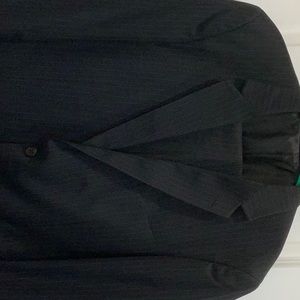 Men’s navy pinstriped suit by arrow. Size 38 x 30.